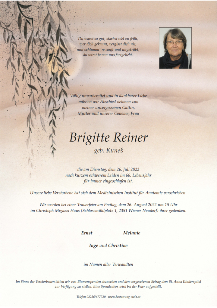 Wir trauern um Brigitte Reiner